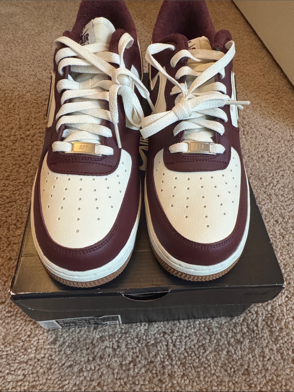 Nike Men’s Sneakers — White & Maroon Low Top